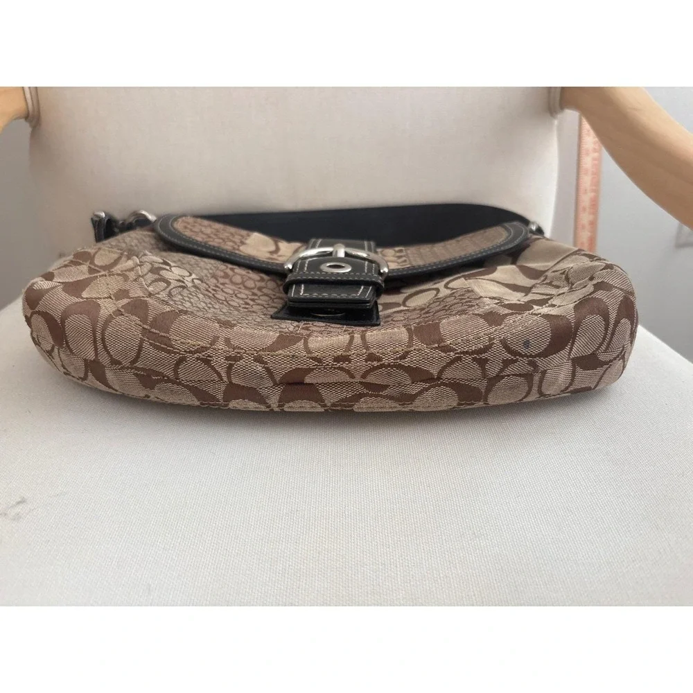 Vintage y2k Coach Soho Patchwork Hobo Bag Signature Jacquard Leather Trim Buckle